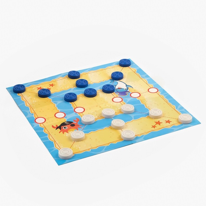 Настольные игры 2 в 1  Настольные игры 2 в 1 "Морские": шашки, мельница, 32 х 32 см