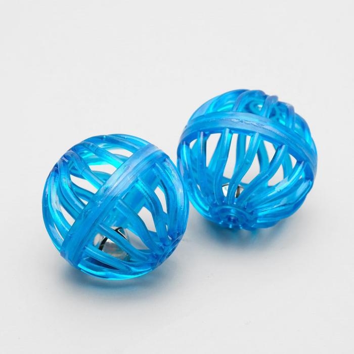 Набор из 2 пластиковых шариков с бубенчиком  Набор из 2 пластиковых шариков с бубенчиком "Завитушки", 4 см, микс цветов