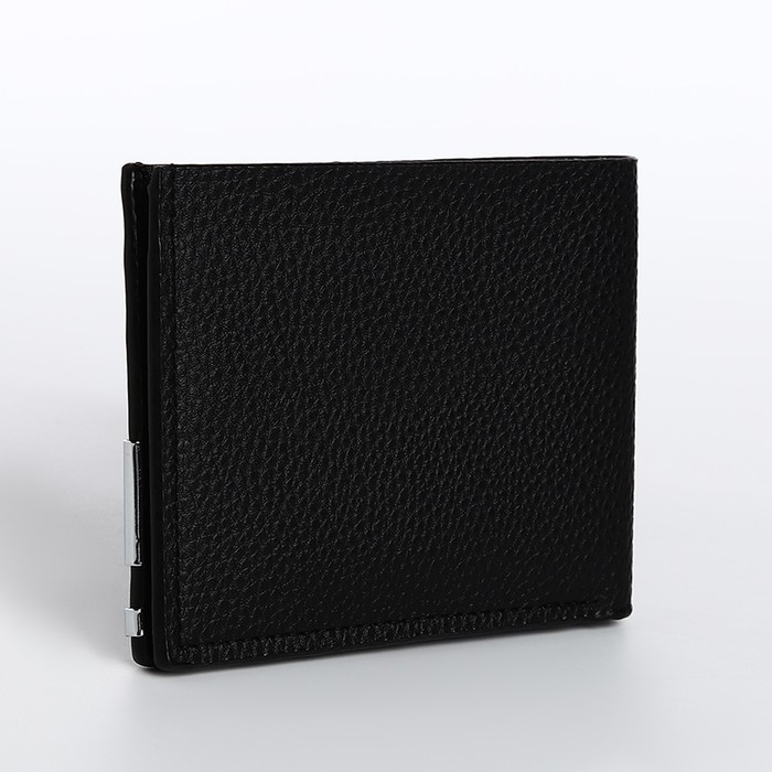 Портмоне мужское без застёжки, отдел для карт, для купюр, цвет чёрный