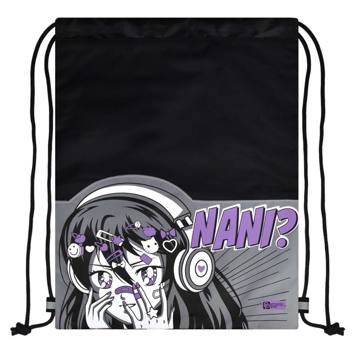 Мешок для обуви 480 х 360 мм, Феникс, светоотражающая аппликация,  Мешок для обуви 480 х 360 мм, Феникс, светоотражающая аппликация, "Манга"