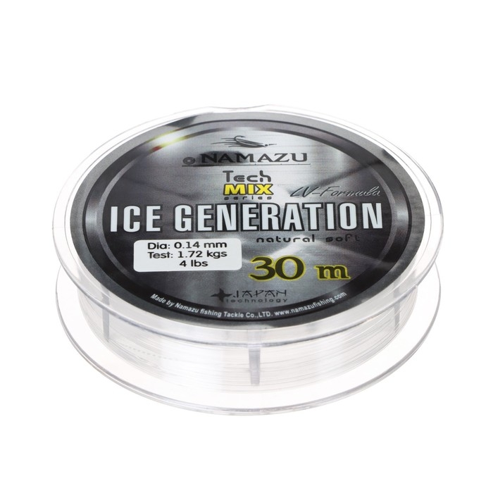 Леска Namazu Ice Generation, диаметр 0.14 мм, тест 1.72 кг, 30 м, прозрачная Леска Namazu Ice Generation, диаметр 0.14 мм, тест 1.72 кг, 30 м, прозрачная