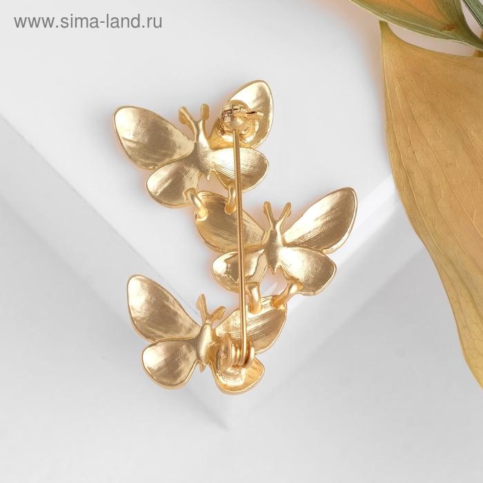 Брошь «Бабочки трио», цвет матовое золото Брошь «Бабочки трио», цвет матовое золото