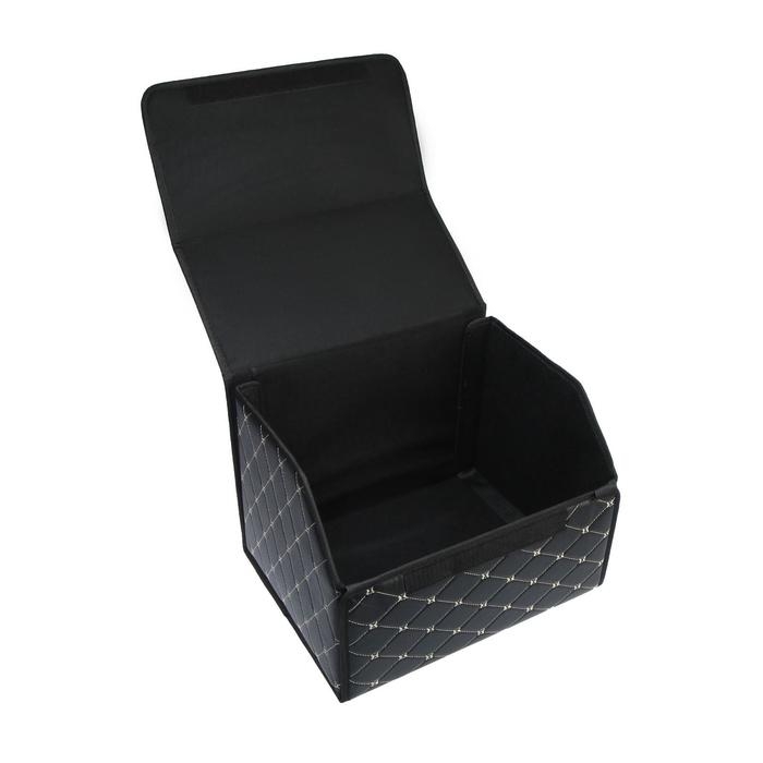 Органайзер саквояж в багажник автомобиля, 40×32×30 см, экокожа, черный с белой строчкой Органайзер саквояж в багажник автомобиля, 40×32×30 см, экокожа, черный с белой строчкой