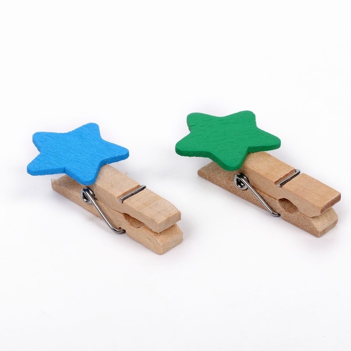 Набор для фото и декора Набор для фото и декора "Цветные звёзды", в наборе прищепки 10 шт., верёвка — 100 см, прищепка: 4 × 0,7 × 1 см