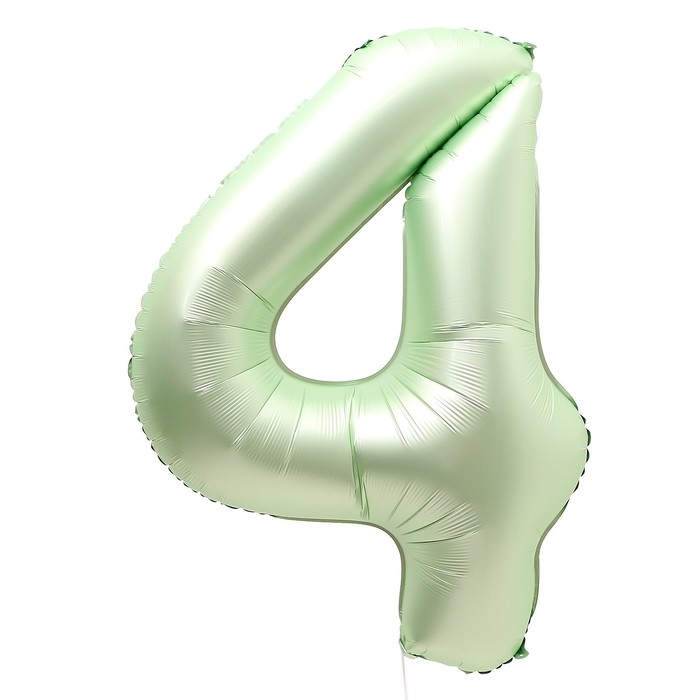 Шар фольгированный 40" &laquo;Цифра 4&raquo;, салатовый металлик