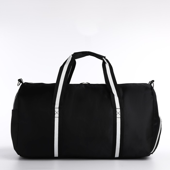 Сумка дорожная на молнии, отдел для обуви, наружный карман, длинный ремень, цвет чёрный Сумка дорожная на молнии, отдел для обуви, наружный карман, длинный ремень, цвет чёрный