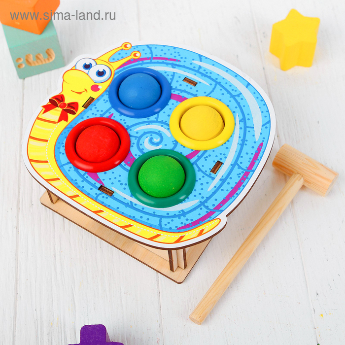 Стучалка-сортер «Улитка», с молотком, МИКС Стучалка-сортер «Улитка», с молотком, МИКС