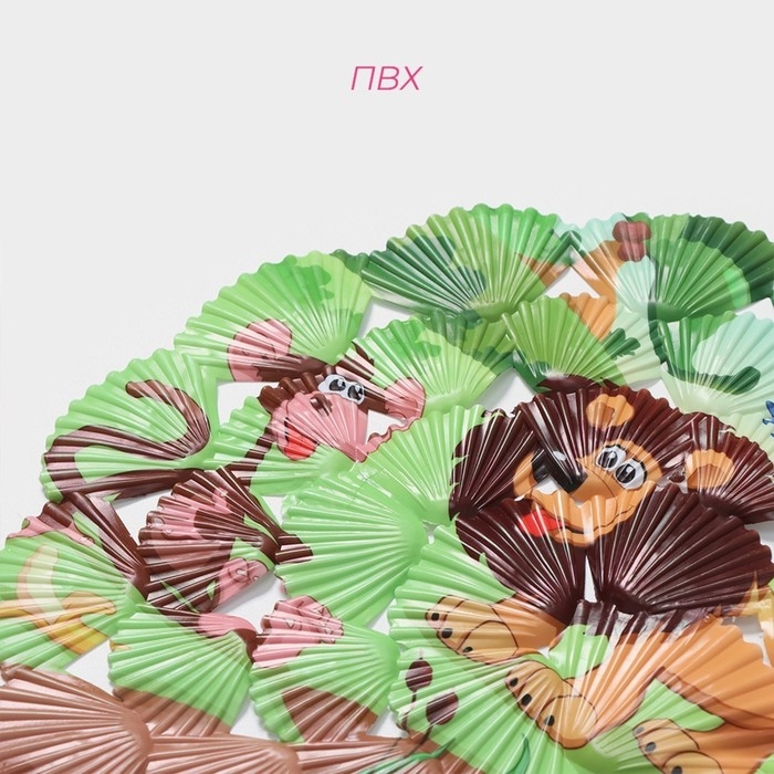 Коврик противоскользящий в ванну на присосках Доляна «Звери Африки», 36×67 см Коврик противоскользящий в ванну на присосках Доляна «Звери Африки», 36×67 см