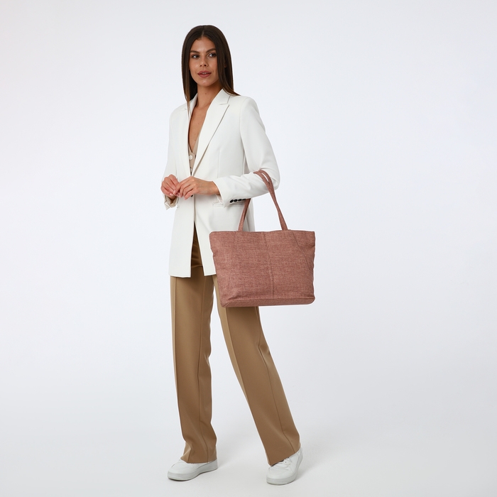 Сумка-шопер женская на молнии, цвет розовый