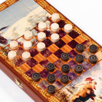 Нарды деревянные большие, настольная игра "Медведь", 40 х 40 см, с шашками