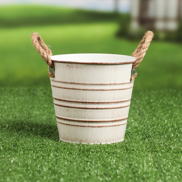 Кашпо  Кашпо "Ведерко полоски" МИКС, 13х13х12см