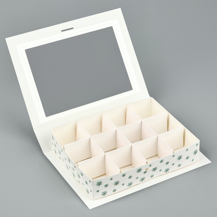 Коробка под 12 конфет с ячейками «С Новым годом!» 18.8 х 13.5 х 3.5 см, Новый год Коробка под 12 конфет с ячейками «С Новым годом!» 18.8 х 13.5 х 3.5 см, Новый год