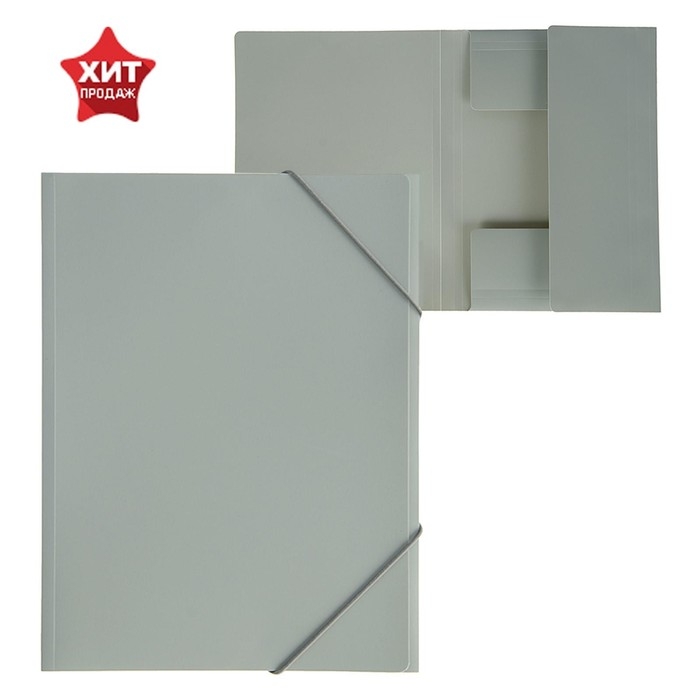 Папка на резинке А4, 500 мкм, Calligrata, корешок 4 мм, до 300 листов, тиснение  Папка на резинке А4, 500 мкм, Calligrata, корешок 4 мм, до 300 листов, тиснение "песок", серая