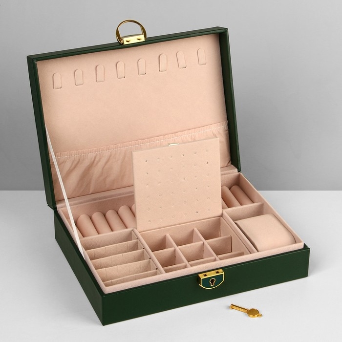 Подставка для украшений &laquo;Шкатулка&raquo; 1 ярус, 17&times;23&times;6,5 см, цвет зелёный