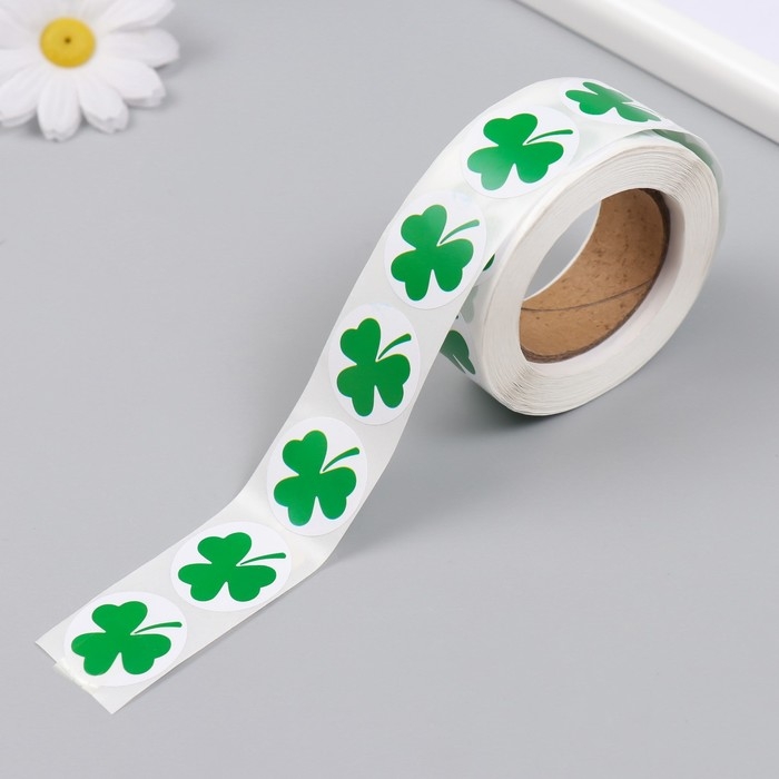 Наклейка бумага Наклейка бумага "Клевер" d=2,5 см 500 шт в рулоне