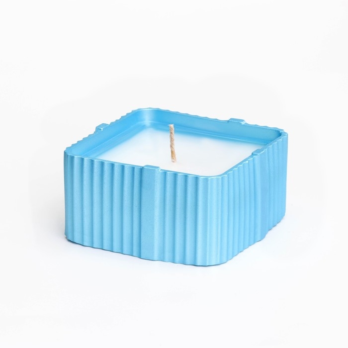 Свеча  Свеча "Квадрат"в подсвечнике с узкими гранями из гипса, 7,5х3,5см, голубой