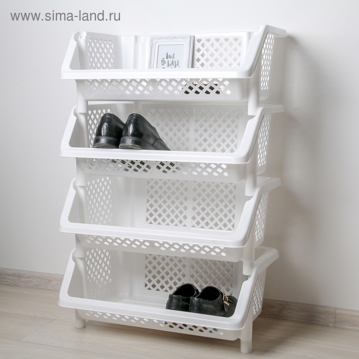Этажерка напольная 4-х секционная «Универсал», цвет белый Этажерка напольная 4-х секционная «Универсал», цвет белый