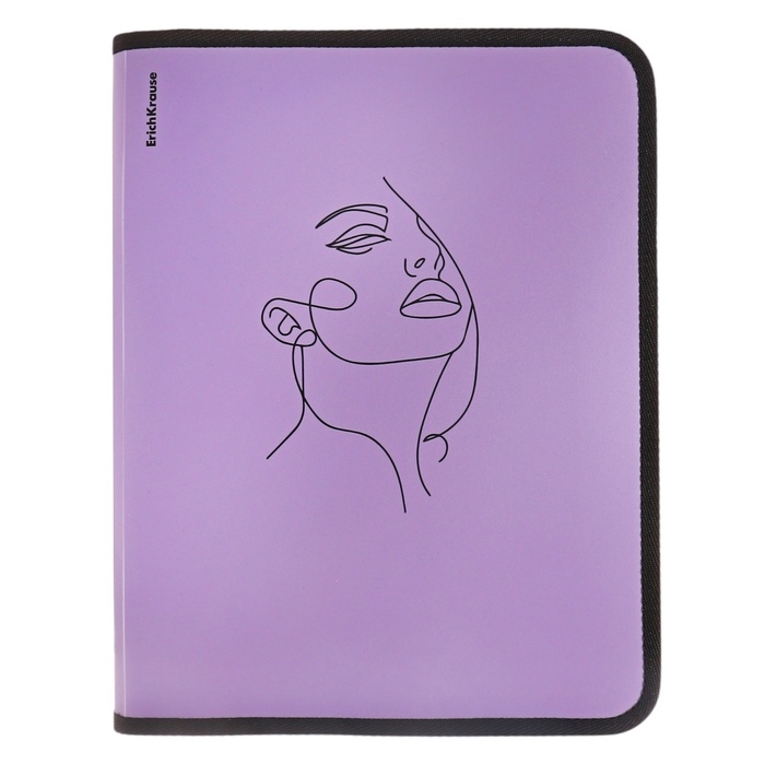 Папка на молнии А4+, 600 мкм, ErichKrause Папка на молнии А4+, 600 мкм, ErichKrause "Manga Faces" 251x330x30мм, пластик, молния вокруг, фиолетовая, микс