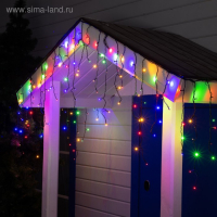 Гирлянда «Бахрома» 3 × 0.6 м, IP44, УМС, тёмная нить, 160 SMD-LED, свечение мульти, 220 В