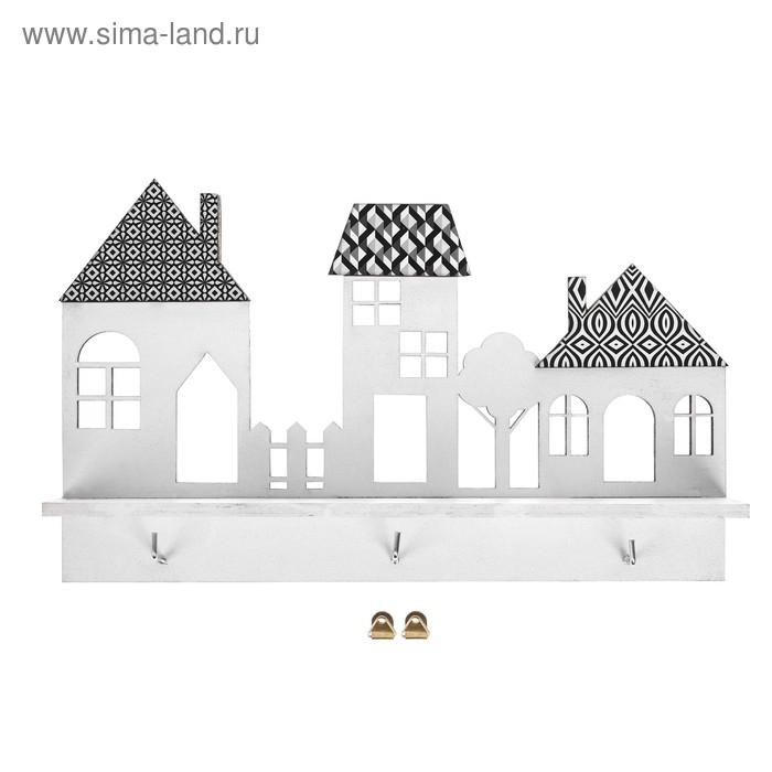 Ключница настенная с полкой «Домики». Ключница настенная с полкой «Домики».