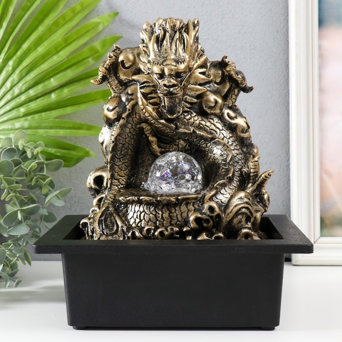 Фонтан настольный от сети, подсветка  Фонтан настольный от сети, подсветка "Золотой дракон" 26х17,5х23 см