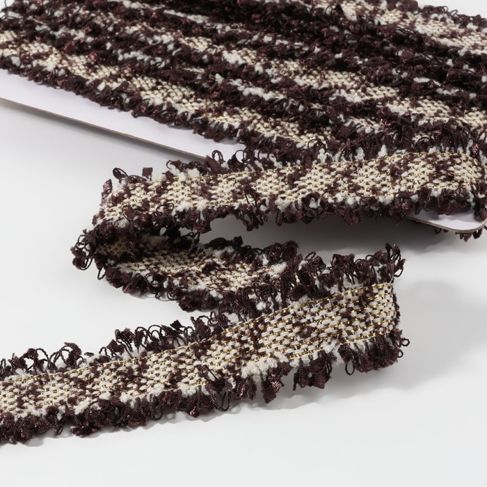 Тесьма декоративная «Твидовая», двусторонняя, 30 мм, 5 ± 0,5 м, цвет коричневый Тесьма декоративная «Твидовая», двусторонняя, 30 мм, 5 ± 0,5 м, цвет коричневый