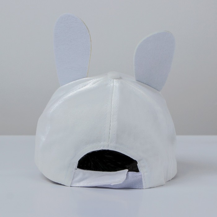 Кепка детская для девочки «Заюшка», с ушками, цвет белый, р-р 52-54, 5-7 лет