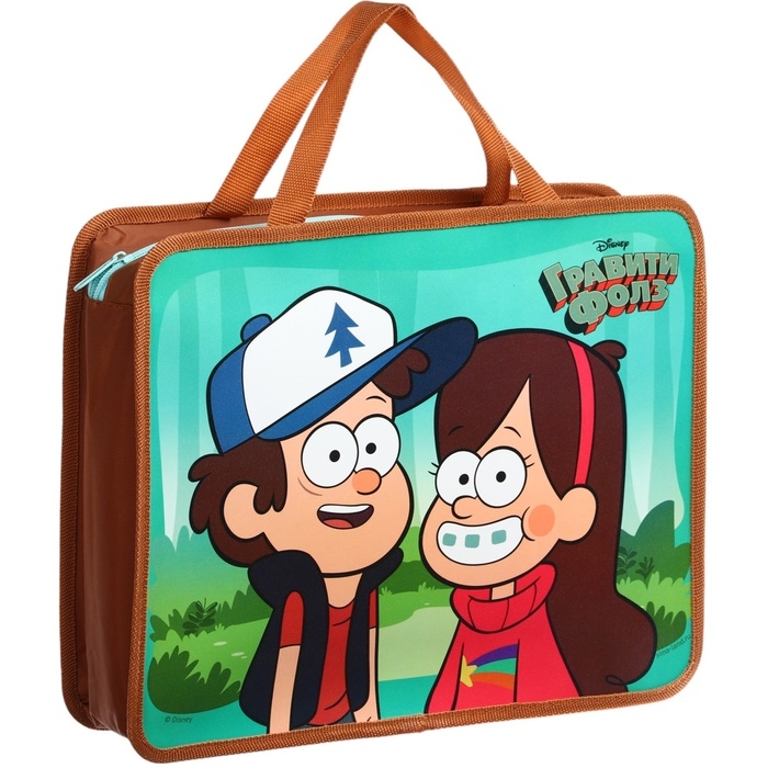 Папка пластиковая с ручками А4, на молнии, 75х330х260 мм, Гравити Фолз Папка пластиковая с ручками А4, на молнии, 75х330х260 мм, Гравити Фолз