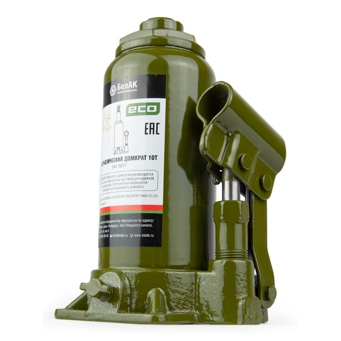 Домкрат гидравлический  Домкрат гидравлический "БелАК" ECO БАК.70017, подъем/подхват 390/195 мм, 10 т