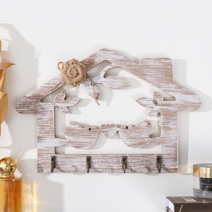 Крючки декоративные дерево Крючки декоративные дерево "Влюблённые птички" 29,5х0,8х19,5 см