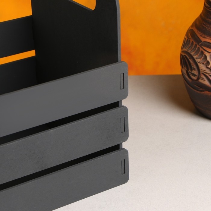 Кашпо деревянное 25×15×20 см  Кашпо деревянное 25×15×20 см "Кармен", ручки вырезы боковые, чёрный Дарим Красиво