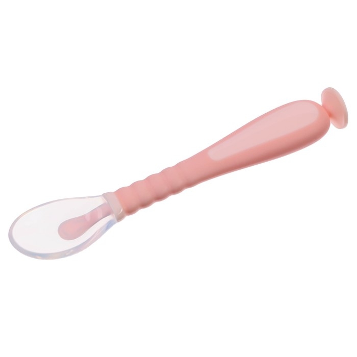 Ложка силиконовая детская на присоске, в контейнере, цвет розовый Ложка силиконовая детская на присоске, в контейнере, цвет розовый
