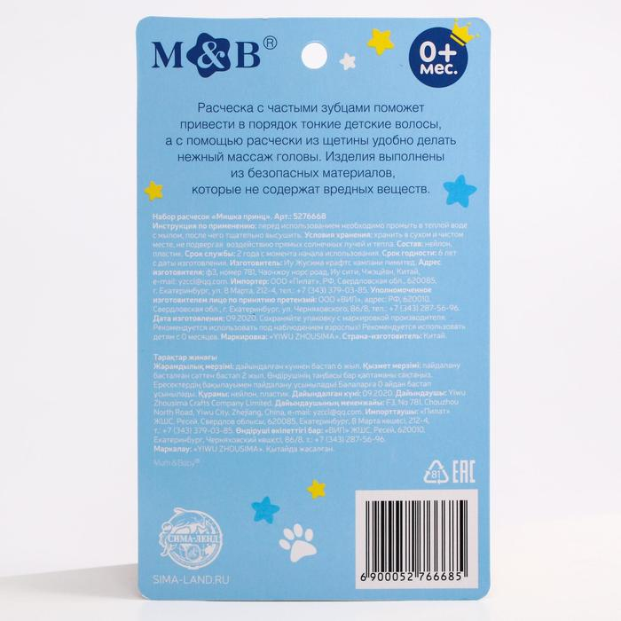 Набор для ухода за волосами «Мишка Принц», расческа и щетка, цвет бирюзовый Набор для ухода за волосами «Мишка Принц», расческа и щетка, цвет бирюзовый