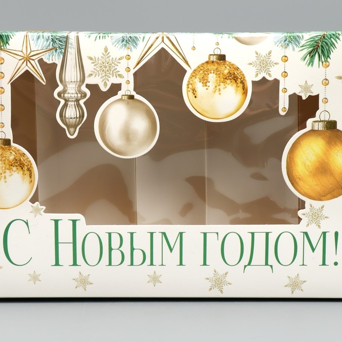 Коробка для эклеров с вкладышами «С Новым годом!», ветки, 25.2 х 15 х 7 см, Новый год Коробка для эклеров с вкладышами «С Новым годом!», ветки, 25.2 х 15 х 7 см, Новый год