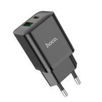 Сетевое зарядное устройство Hoco N28, 1 Type-C, 1 USB, 3 А, 20 Вт + 18 Вт, PD + QC, чёрное