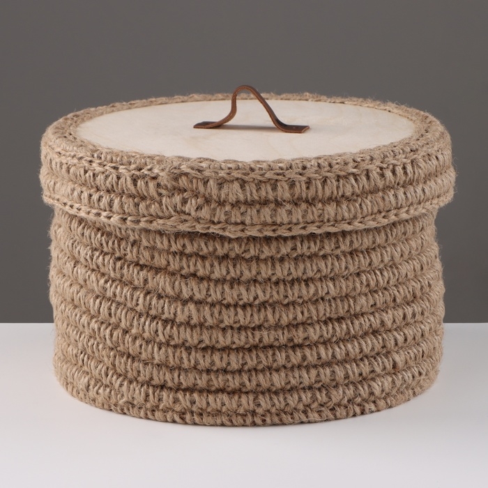 Корзина с крышкой, 20 х 16 см, джут Корзина с крышкой, 20 х 16 см, джут