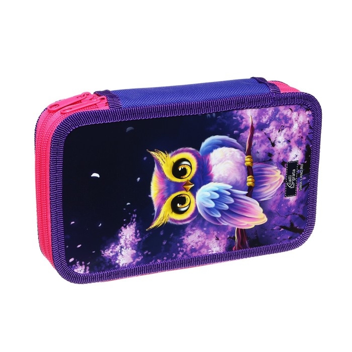 Пенал 2 секции, 125 х 205 х 40 мм, Calligrata 30П26/2 Пенал 2 секции, 125 х 205 х 40 мм, Calligrata 30П26/2 "Совушка", ламинированный картон