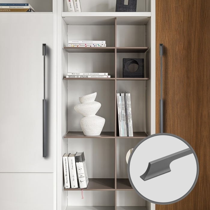 Ручка-скоба CAPPIO RSC020, алюминий, м/о 480 мм, цвет графит Ручка-скоба CAPPIO RSC020, алюминий, м/о 480 мм, цвет графит