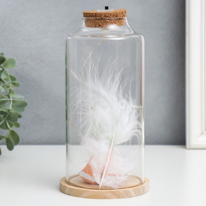 Сувенир полистоун световой  Сувенир полистоун световой "Девочка с зелёными волосами, рожками и пером" 10х10х20,5 см