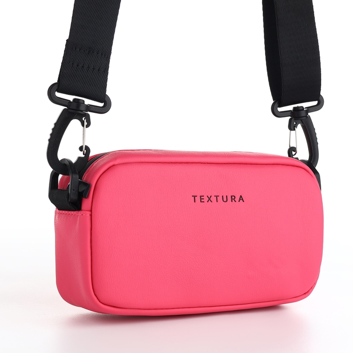 Сумка женская на молнии, TEXTURA, маленький размер, длинный ремень, цвет фуксия Сумка женская на молнии, TEXTURA, маленький размер, длинный ремень, цвет фуксия