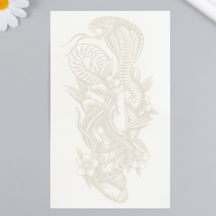 Татуировка на тело синяя Татуировка на тело синяя "Кобра в руке" 18х11 см