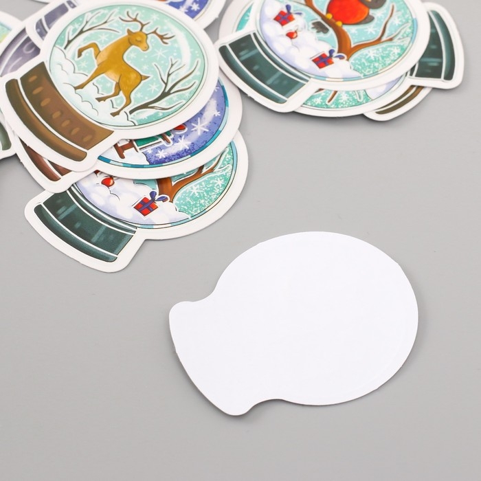 Наклейки для творчества Наклейки для творчества "Снежные шары" тиснение серебро набор 48 шт 9х7х0,8 см