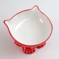 Миска &laquo;Киса&raquo;, 200 мл, 13&times;12&times;8 см, на подставке-лапках, керамика, красная