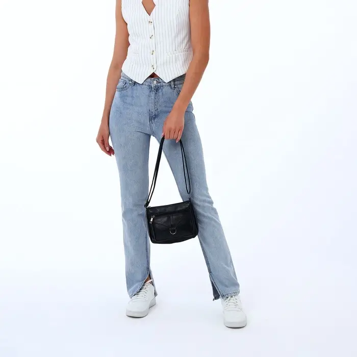 Сумка женская кросс-боди на молнии, 20&times;8.5&times;15 см, синяя