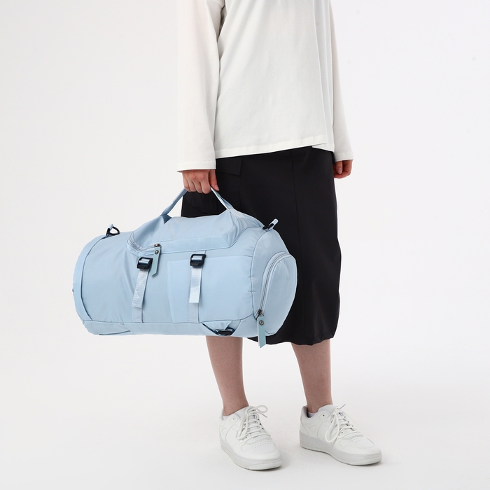 Рюкзак-сумка на молнии, 4 наружных кармана, отделение для обуви, цвет голубой Рюкзак-сумка на молнии, 4 наружных кармана, отделение для обуви, цвет голубой
