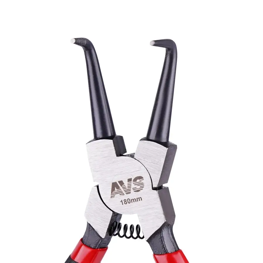 Щипцы для стопорных колец "загнутый сжим" 180 мм AVS CP180-CC