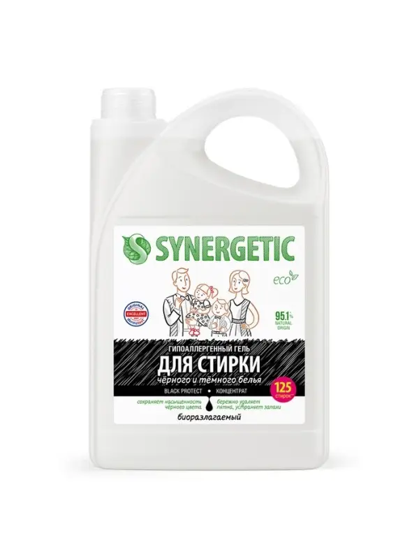 Гель для стирки Synergetic Black protect, 3.75 л