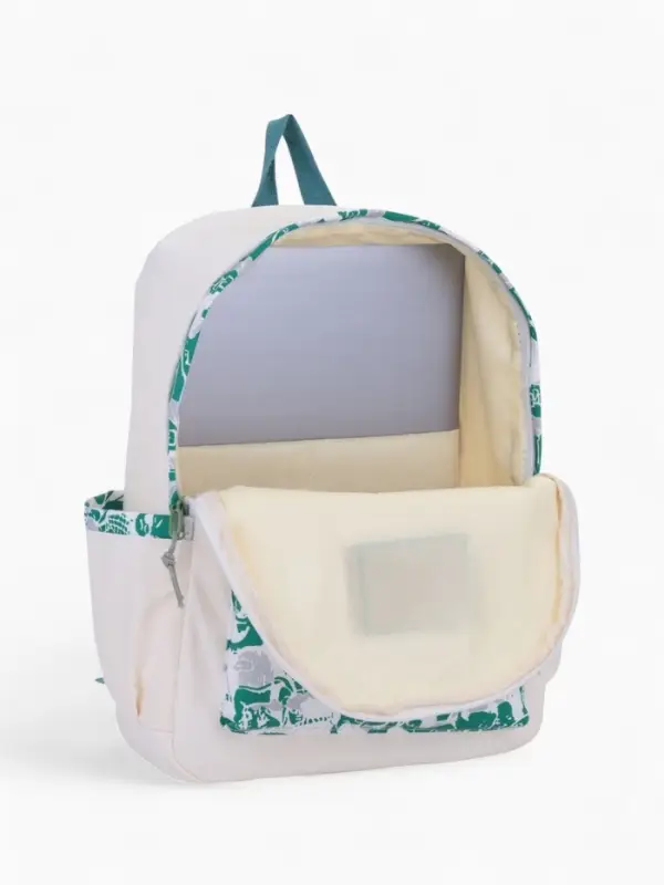 Рюкзак школьный на молнии, с карманами, принтом, 27&times;13&times;39 см, белый