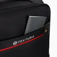 Чемодан 20",Текст,36*25*58,отд на молнии,1 нар/карм, увелич,код замок,4 колеса, черный