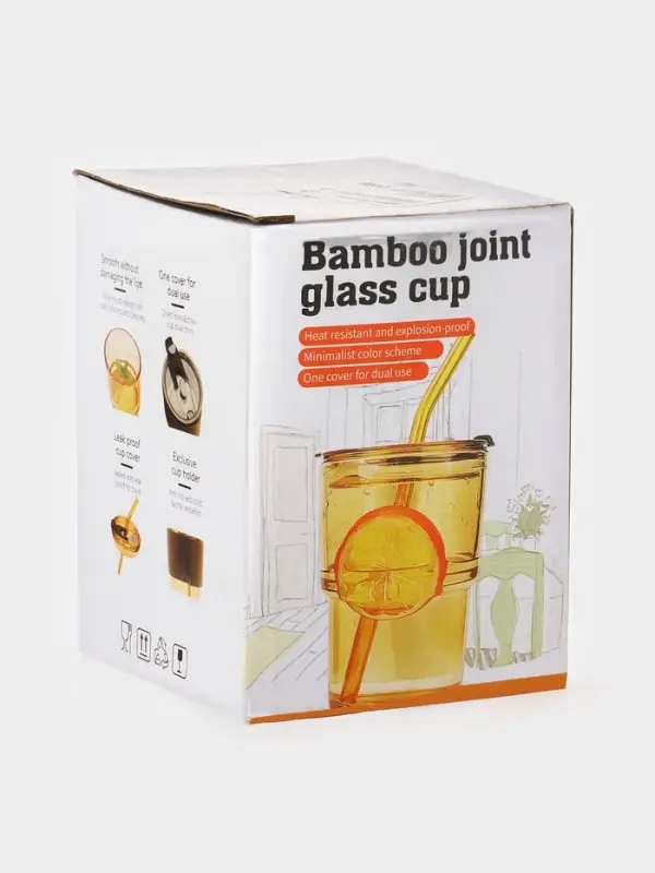 Стакан &laquo;Сота&raquo;, 350 мл, 8.9&times;15.5 см, с крышкой и трубочкой, стекло, прозрачный